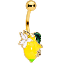 Load image into Gallery viewer, Gold Tone Lemon Bee Flower Belly Ring
