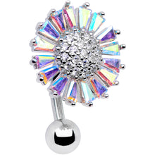 Load image into Gallery viewer, Clear Aurora CZ Gem Sunflower Belly Ring
