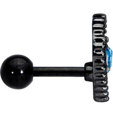 Load image into Gallery viewer, 16G 1/4 Aqua Gem Black Alien Cartilage Tragus
