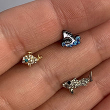 Load image into Gallery viewer, 16G 5/16 Clear Aqua Gem Gold Tone Whale Labret Monroe Tragus

