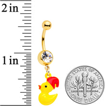 Load image into Gallery viewer, Clear Gem Gold Tone Sleepy Duck Dangle Belly Ring
