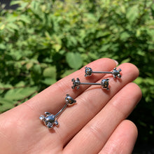 将图片加载到图库查看器，14G 9/16 Yellow Gem Teddy Bear Barbell Nipple Ring Set
