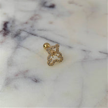 Load image into Gallery viewer, 16G 1/4 Clear Gem Gold Tone Teddy Bear Cartilage Tragus

