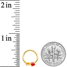 Load image into Gallery viewer, 16G 3/8 Red Gem Gold Tone Treble Clef Septum Ring
