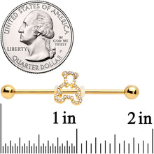Load image into Gallery viewer, 14G Clear Gem Gold Tone Hollow Bear Industrial Barbell 38mm
