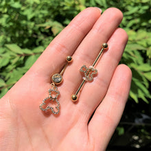 Load image into Gallery viewer, Yellow Gem Teddy Bear Double Mount Belly Ring
