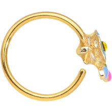Load image into Gallery viewer, 20G 5/16 Yellow Gem Gold Tone Neon Flower Nose Hoop
