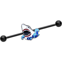 Load image into Gallery viewer, 14G Black Shark Bite Industrial Barbell 38mm

