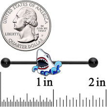 Load image into Gallery viewer, 14G Black Shark Bite Industrial Barbell 38mm
