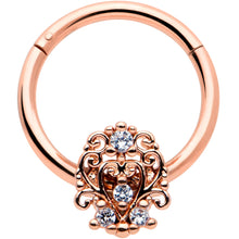 Load image into Gallery viewer, 16G 3/8 Clear CZ Gem Rose Gold Tone Elegant Hinged Segment Ring
