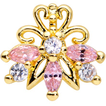 Load image into Gallery viewer, 16G 5/16 Clear Pink CZ Gem Gold Tone Looping Labret Monroe Tragus
