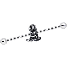 Load image into Gallery viewer, 14G Clear Gem Cowboy Boot Industrial Barbell 38mm
