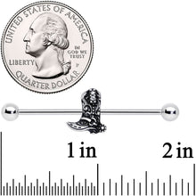 Load image into Gallery viewer, 14G Clear Gem Cowboy Boot Industrial Barbell 38mm
