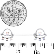 将图片加载到图库查看器，14G 9/16 White Faux Opal UFO Barbell Nipple Ring Set
