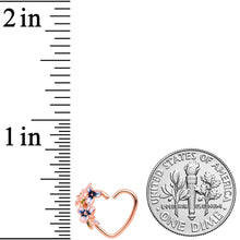 Load image into Gallery viewer, 18G 3/8 Rose Gold Tone Blue Flower Heart Right Closure Ring
