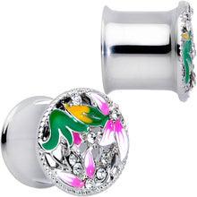 将图片加载到图库查看器，Clear Gem Exotic Garden Flower Double Flare Plug Set

