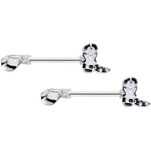 将图片加载到图库查看器，14G 9/16 Western Boot Hat Barbell Nipple Ring Set
