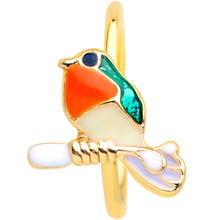 Load image into Gallery viewer, 20G 5/16 Green Gem Gold Tone Perched Bird Nose Hoop
