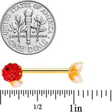 Load image into Gallery viewer, 14G 9/16 Red Gem Gold Tone Blowfish Barbell Nipple Ring Set
