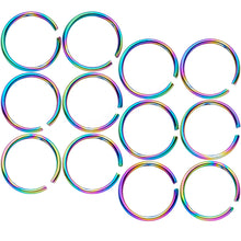 Load image into Gallery viewer, 20G 5/16 Rainbow Anodized Seamless Nose Hoop Set of 12
