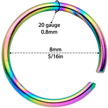 Load image into Gallery viewer, 20G 5/16 Rainbow Anodized Seamless Nose Hoop Set of 12

