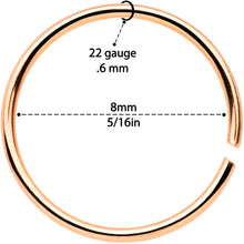 Load image into Gallery viewer, 22G 5/16 Rose Gold Tone Anodized Seamless Circular Ring Set of 12
