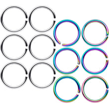 Load image into Gallery viewer, 18G 5/16 Steel Rainbow Anodized Seamless Circular Ring Set of 12
