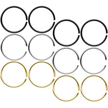 Load image into Gallery viewer, 22G 5/16 Black Gold Tone Anodized Seamless Circular Ring Set of 12

