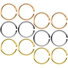 Load image into Gallery viewer, 18G 5/16 Gold Tone Rose Gold Tone Anodized Seamless Circular Ring Set of 12
