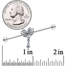 将图片加载到图库查看器，14G Clear Gem Looping Bow Dangle Industrial Barbell 38mm
