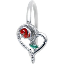 Load image into Gallery viewer, 20G 5/16 Open Heart Rose Valentines Day Nose Hoop
