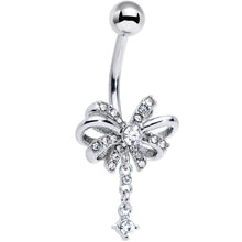 将图片加载到图库查看器，Clear Gem Looping Bow Dangle Belly Ring
