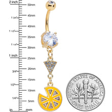 Load image into Gallery viewer, Clear Gem Gold Tone Tasty Orange Fruit Dangle Belly Ring
