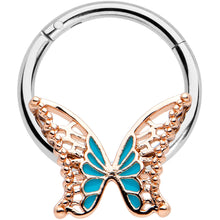 将图片加载到图库查看器，16G 3/8 Bit of Blue Butterfly Hinged Segment Ring
