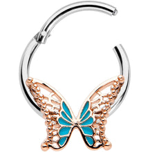 将图片加载到图库查看器，16G 3/8 Bit of Blue Butterfly Hinged Segment Ring
