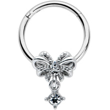 将图片加载到图库查看器，16G 3/8 Clear Gem Looping Bow Hinged Segment Ring
