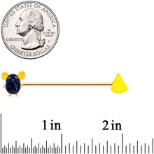 Load image into Gallery viewer, 14G Gold Tone Black Mouse Cheese Industrial Barbell 38mm
