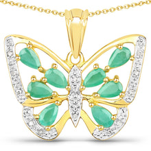 将图片加载到图库查看器，1.90 Carat Genuine Emerald and White Diamond .925 Sterling Silver Pendant

