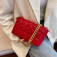 将图片加载到图库查看器，New Adorable Women's Handbag Green Small Flap Shoulder Bag In Thick Metal Chain Women's Clutch Bags Luxury  Ladies Shoulder Purse
