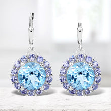 将图片加载到图库查看器，9.96 Carat Genuine Blue Topaz and Tanzanite .925 Sterling Silver Earrings
