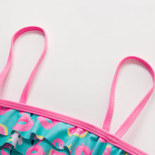 将图片加载到图库查看器，3-16Y Cartoon Two-piece Girls Swimwear Ruffle Swimsuit Bikini Set One Shoulder Beachwear Princess Two Piece Bathing Suit Children Swimwear Girls Swimsuit Bikini Set
