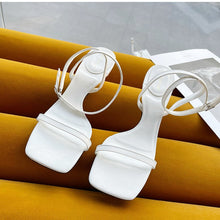 Load image into Gallery viewer, Colorful Women Sandals Slides Slippers Square Open Toe Slip On Thin Mid Heels Pumps Casual Narrow Band Open Toe Sandals Flip Flops Slip On Fashion Dress Heels Back High Heel Slide Slipper
