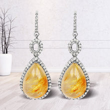Load image into Gallery viewer, 10.04 Carat Genuine Golden Rutile And White Topaz .925 Sterling Silver Earrings
