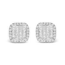 Load image into Gallery viewer, 10K White Gold Invisible Set 1/2 Cttw Diamond Composite and Halo Stud Earrings (H-I Color, I1-I2 Clarity)

