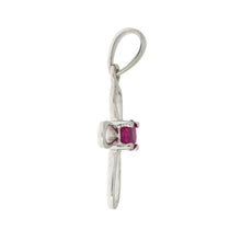 Load image into Gallery viewer, .22ct Ruby Cross Religious Pendant 10KT White Gold
