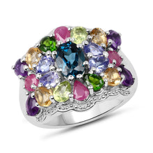 将图片加载到图库查看器，4.02 Carat Genuine Multi Stone .925 Sterling Silver Ring
