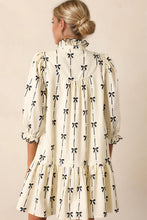 Load image into Gallery viewer, Cute Summer Full Size Frill Bow Print Half Sleeve Mini Dress Elegant &amp; Trendy Fashion Dress For Women Stylish Dress
