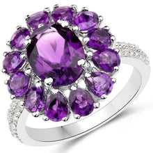 Load image into Gallery viewer, 11.60 Carat Genuine Amethyst and White Topaz .925 Sterling Silver 3 Piece Jewelry Set (Ring, Earrings, and Pendant w/ Chain)
