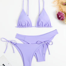 Load image into Gallery viewer, Essential Edge 3-Piece Bikini Set for Women – Solid Color High-Cut Triangle Top Two-Style Bottoms with Side Lace-Up Design &amp; Quick-Drying Comfort – Versatile Women's Swimwear for Summer Pool Beach &amp; Travel
