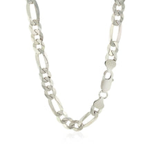 Load image into Gallery viewer, Rhodium Plated 8.1mm Sterling Silver Figaro Style Chain

